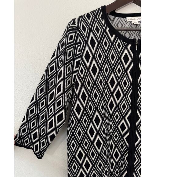 Coldwater Creek Wool Blend Black and White Zip Front Sweater Size 1X - Picture 4 of 6